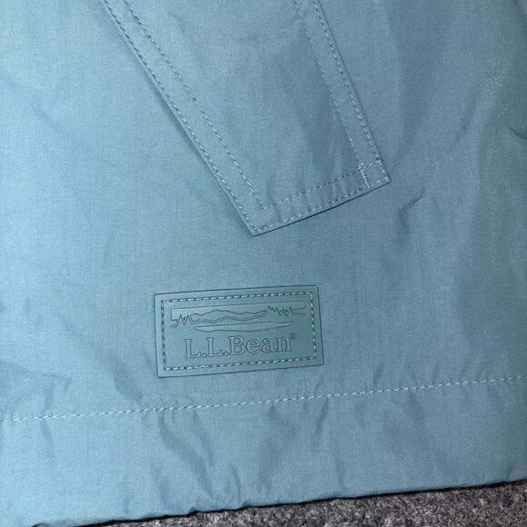 LL Bean Womens XL Mountain Classic Flannel Lined Hooded Rain Jacket Blue/ Teal - Picture 3 of 12